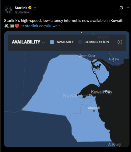 Starlink's high-speed, low-latency internet is now available in Kuwait! 